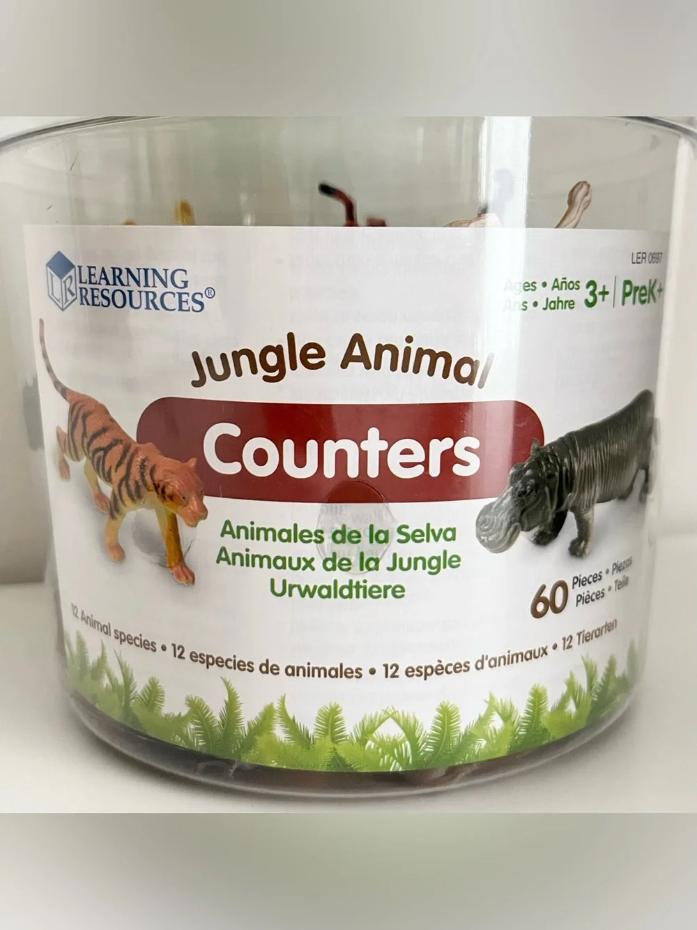 Learning Resources Jungle Animals Toys Counters 12 Species 60 Pieces Pre-K 3+
